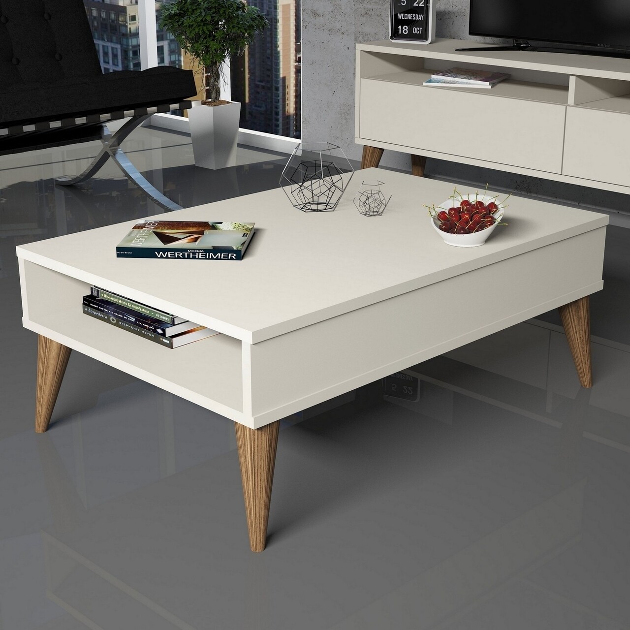 Masuta de cafea Best Cream, Hommy Craft, 90x60x34,6 cm, crem - imagine 4